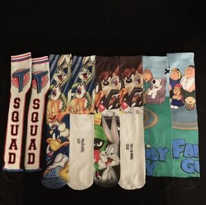 4 PAIRS of SOCKS: NEW FUN CARTOON SOCKS - Men's BRAND NEW!  Crew Socks